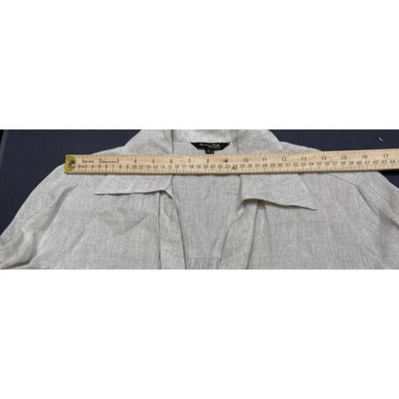 Massimo Dutti Beige Linen Oversized Minimalist Organic Natural Button Up Blouse - Picture 3 of 15